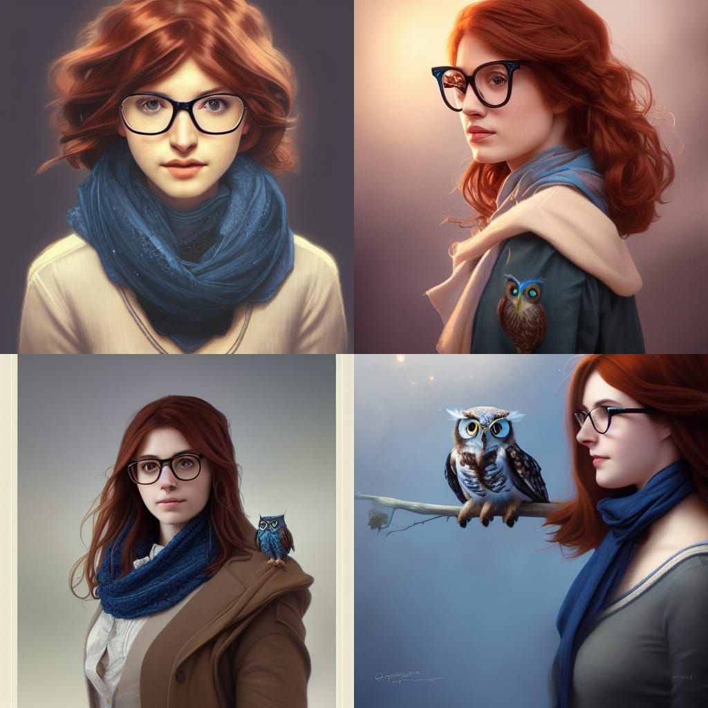Ethereal Ravenclaw Girl with Owl Companion