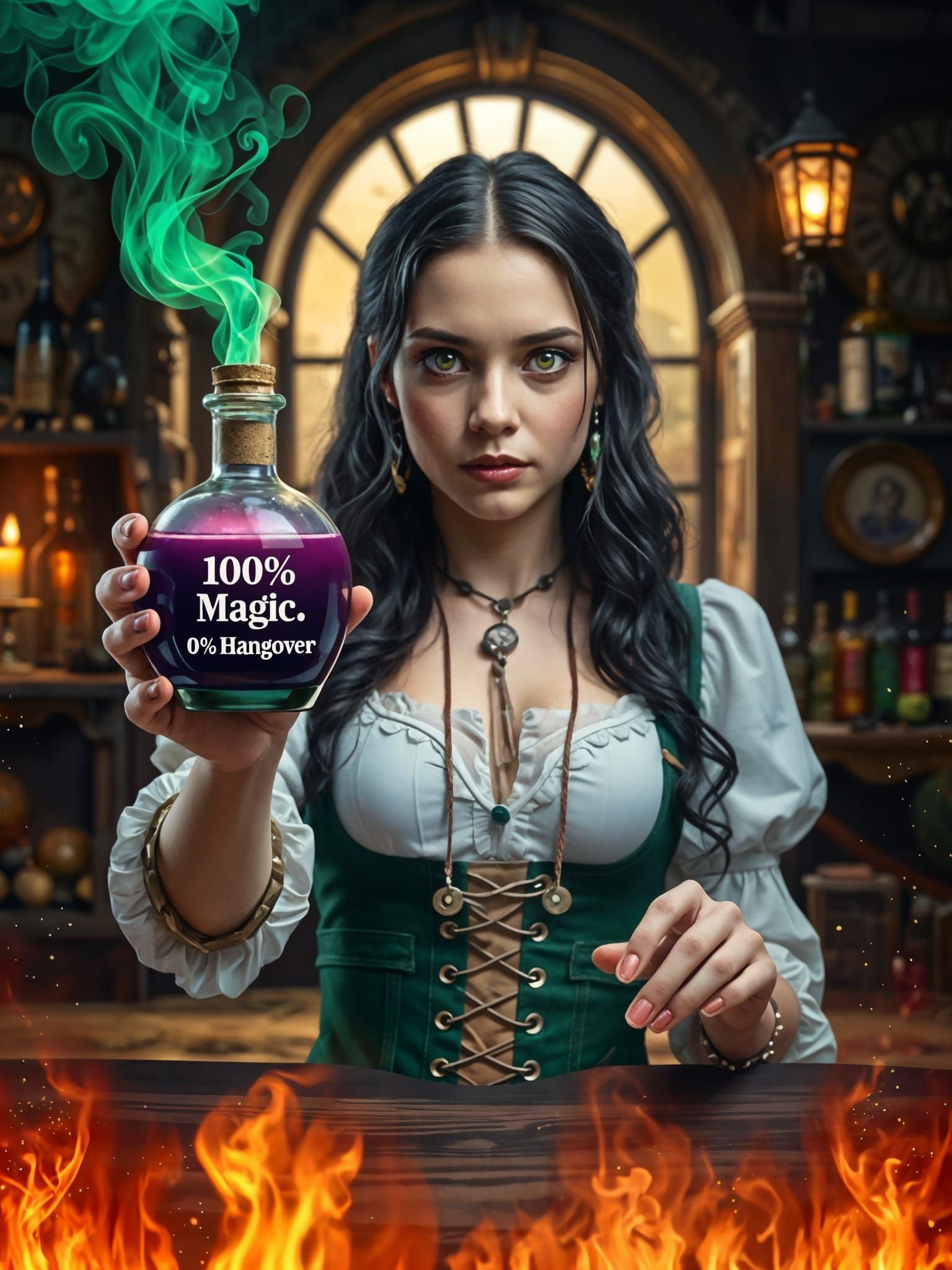 Mystical Tavern Siren with Enchanted Potion