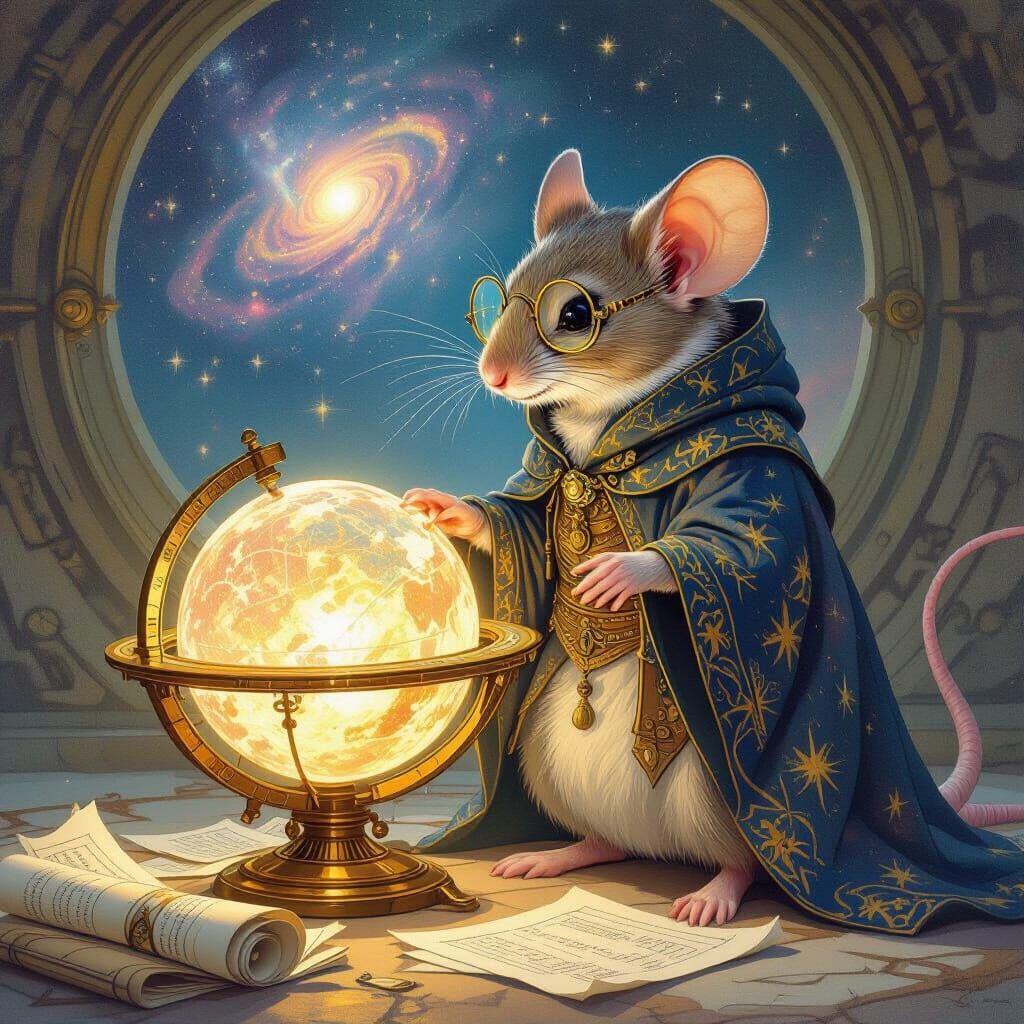 Mystical Elder Mouse with Celestial Orrery