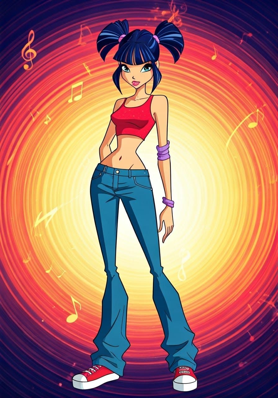 Winx Club Fairy Musa in Anime-Inspired Fantasy Setting