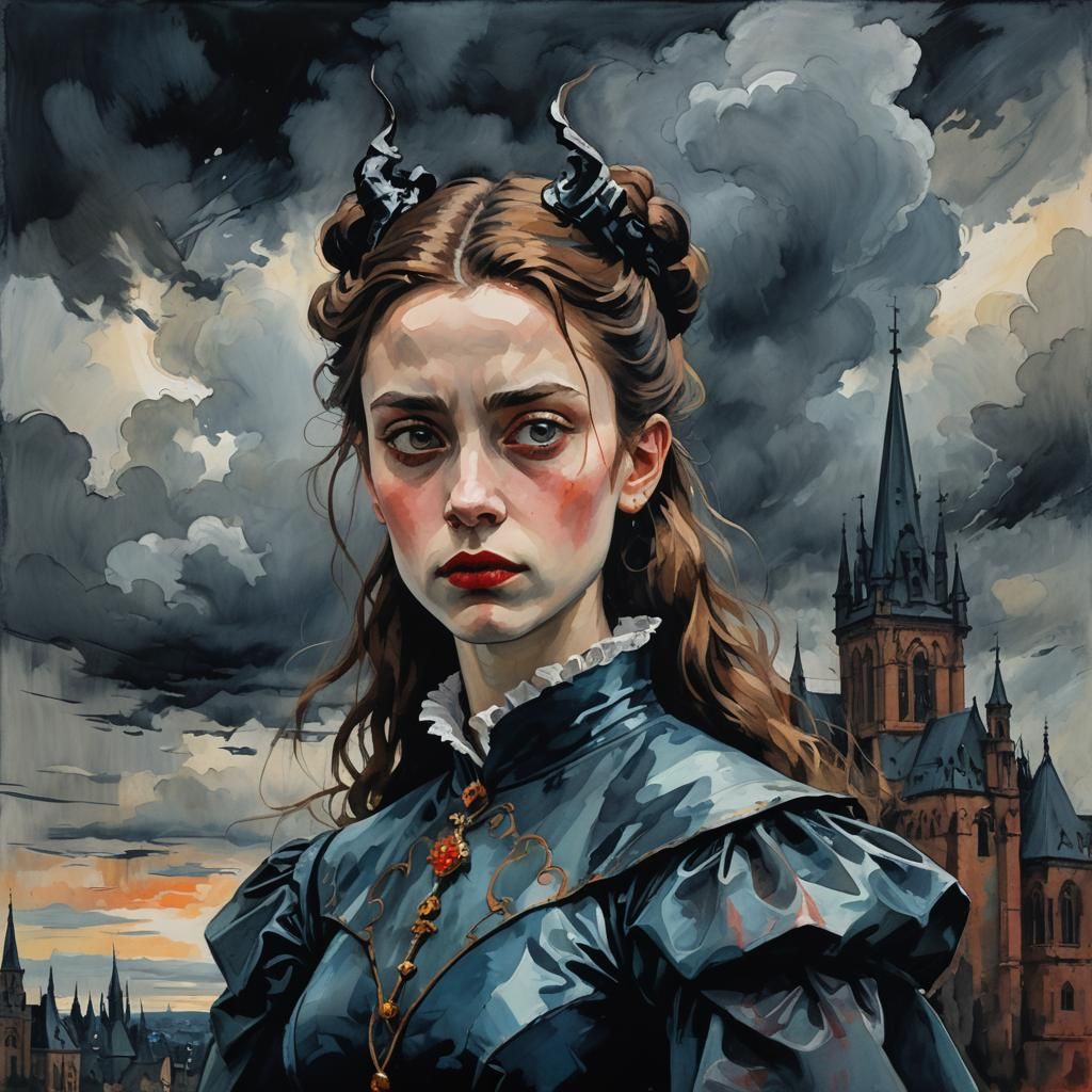 Gothic Villainess in Dark Academia Splendor