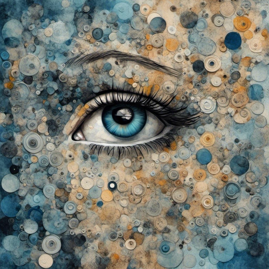 Whimsical Portrait in Scrapbook Style with Oil Paint and Mix...