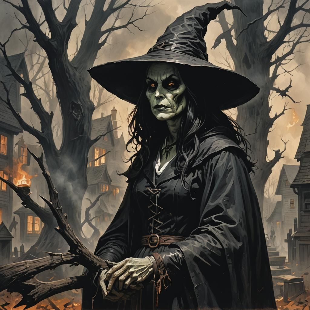 Surreal Salem Witch in Dark Fantasy Style