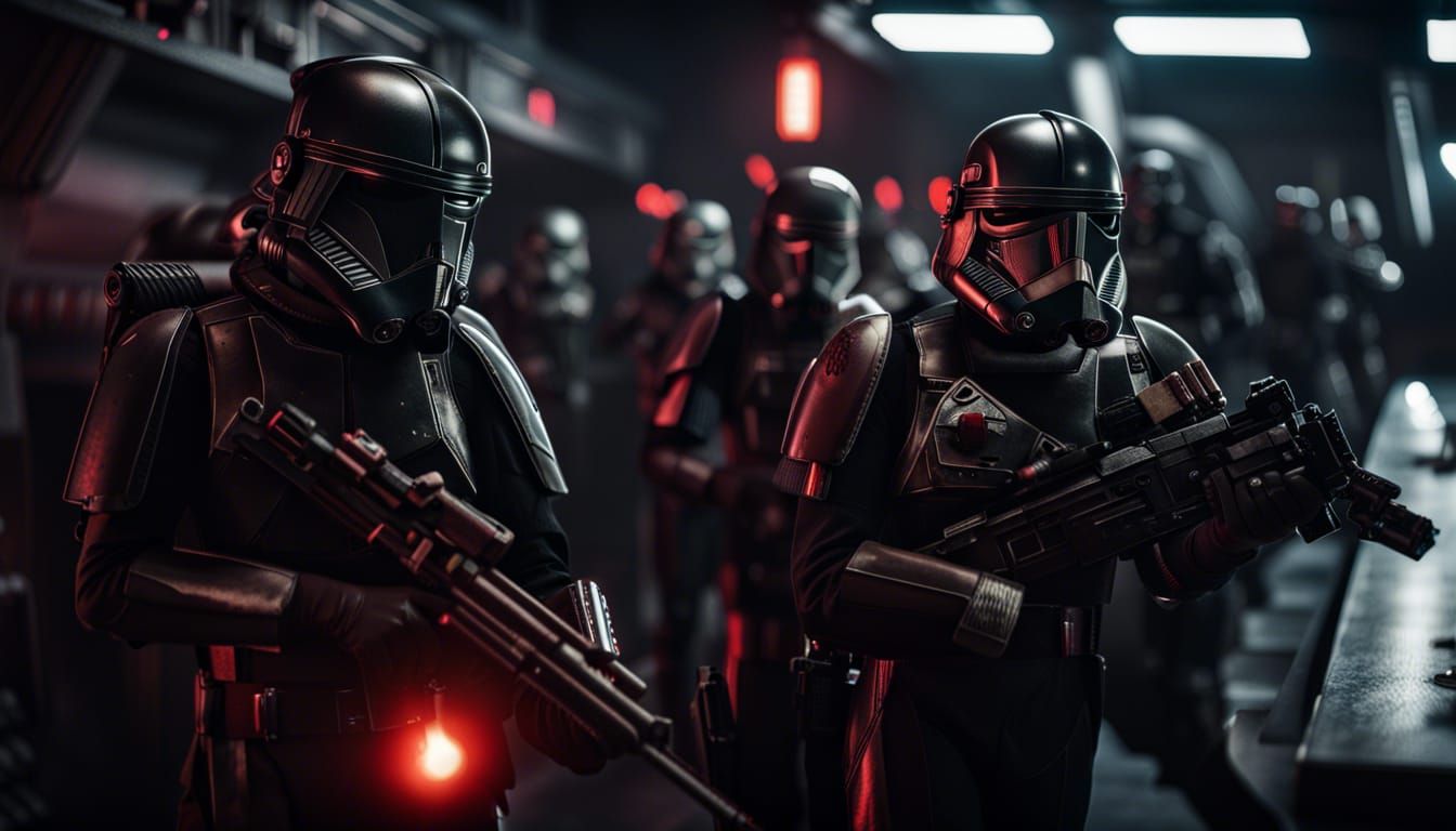 Hyperrealistic Star Wars Scene with Purge Troopers in Cinema...