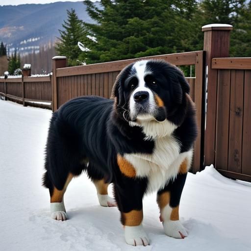 Mountain Dog Cousin to Saint Bernard in a Realistic Painting