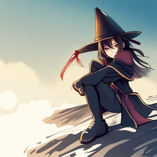 Anime Samurai Maiden in Traditional Headgear