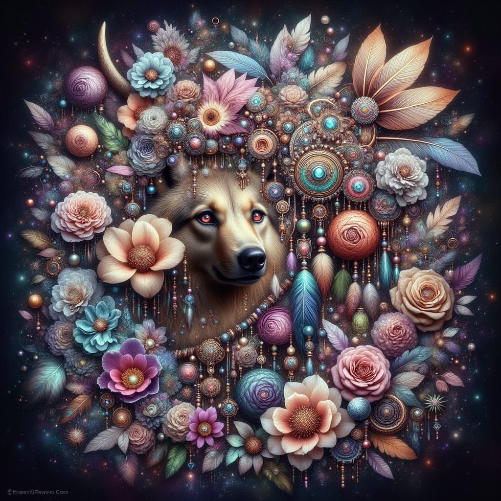 Intricate Iridescent Floral Stained Glass Window