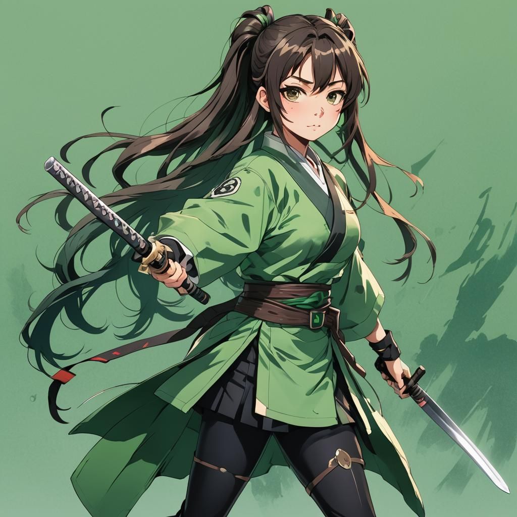 Spectacular Anime Girl Reveals Katana in a Dynamic Pose