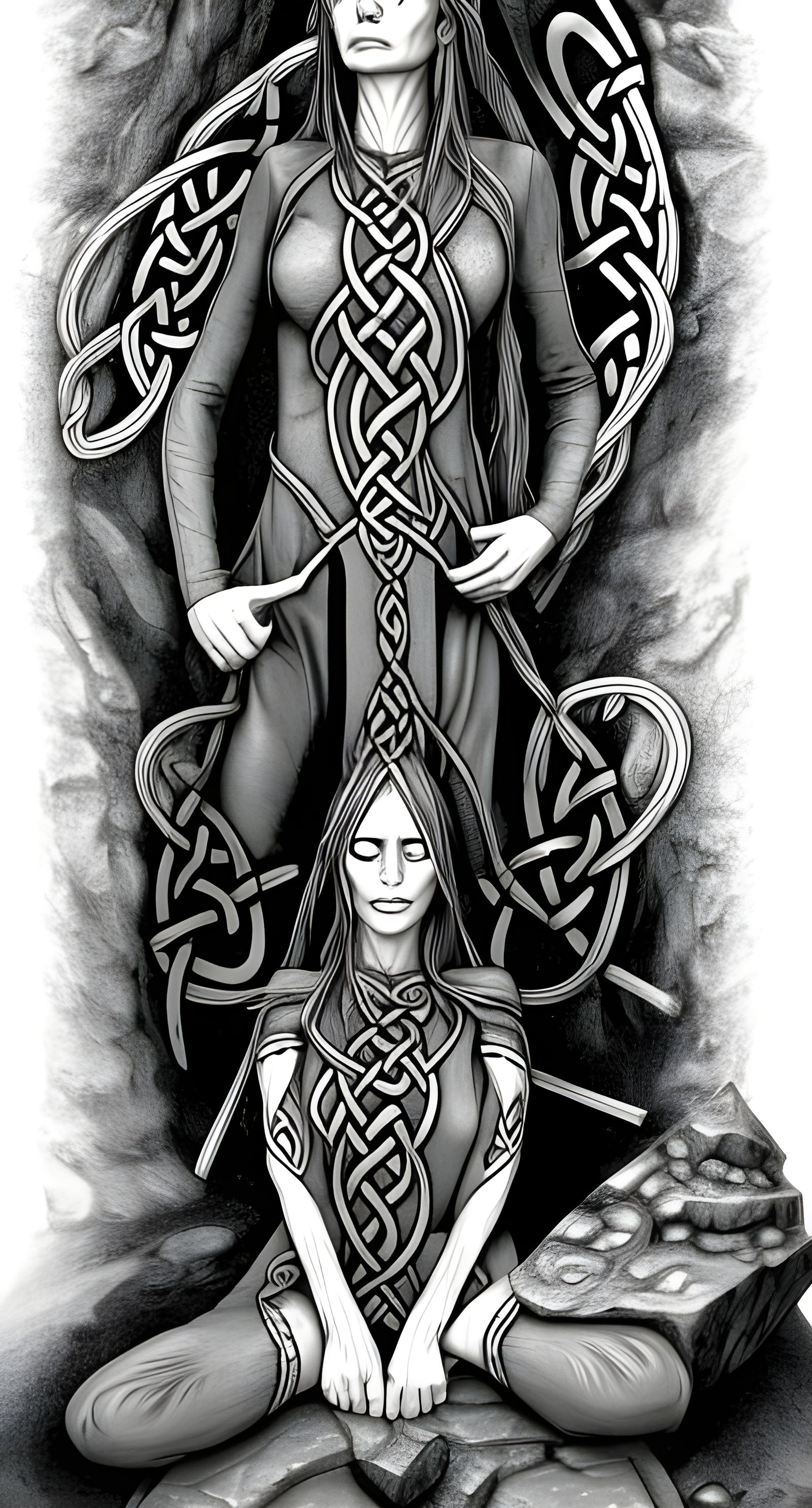 Wood Elf Mage in Deep Meditation, Manipulating Elements in A...