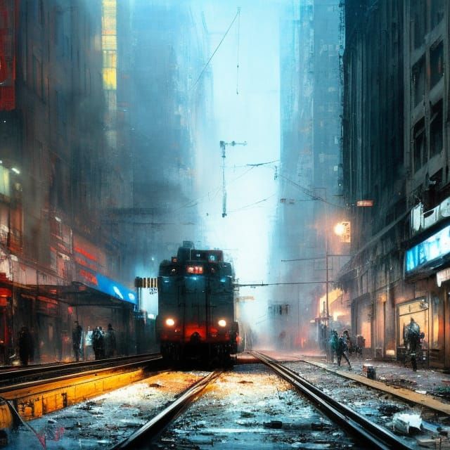 1980s Subway Scene with Breakdancers and Graffiti