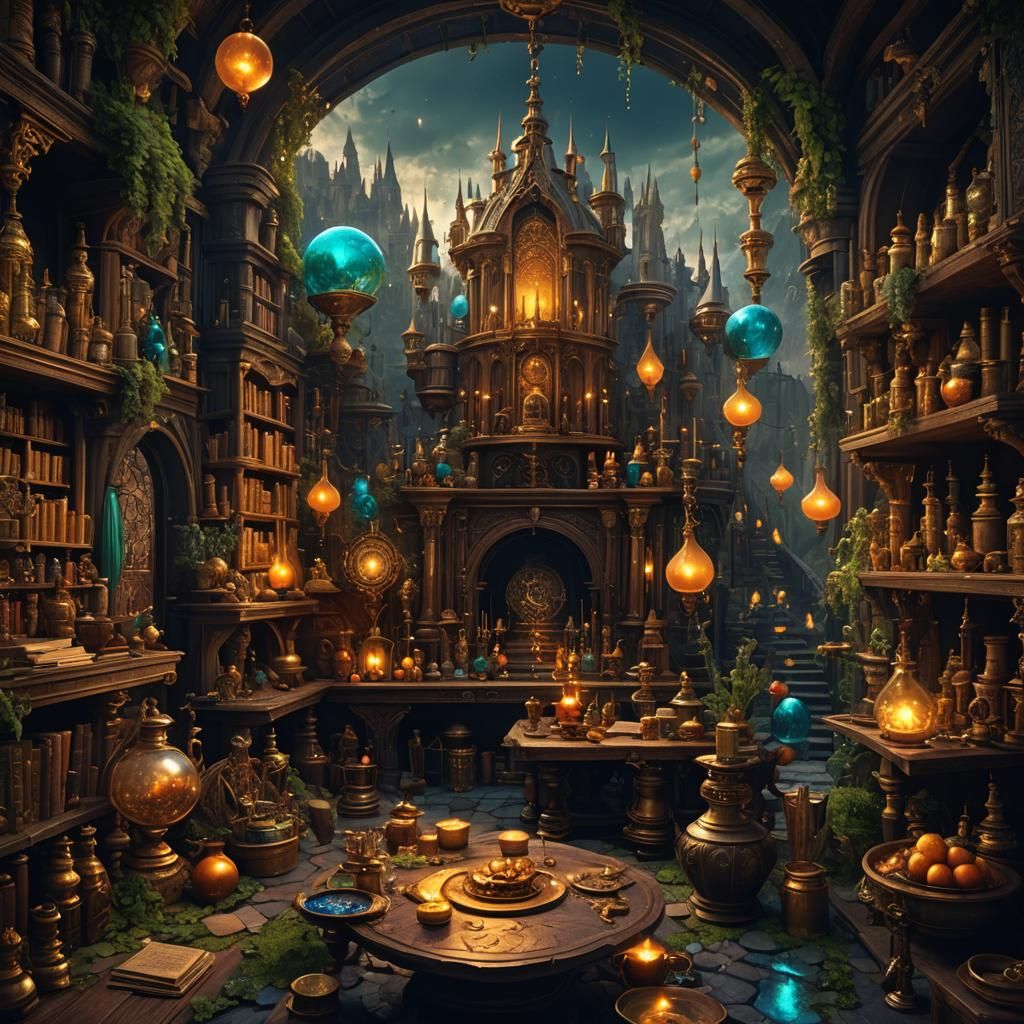 Epic Romantic Fantasy Alchemy Masterpiece in Deep Color