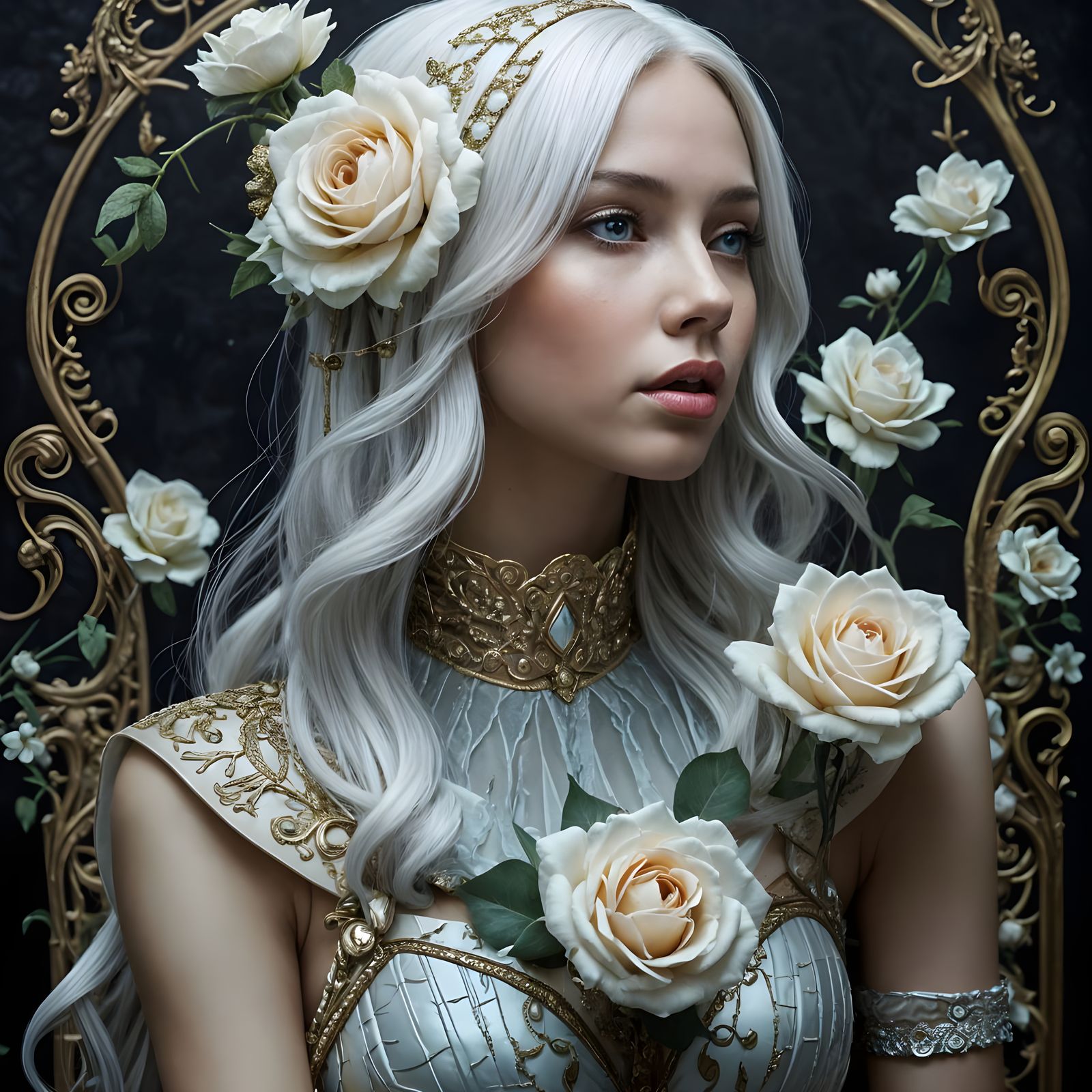 A Portrait of a Beautiful Woman in a Vintage Art Style