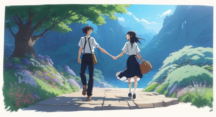 Girl's Smile in Studio Ghibli Anime Style