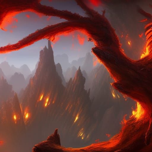 Surreal Red Panda Ignites Inferno