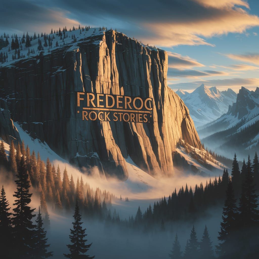 Majestic Cliff Inscription in Golden Light