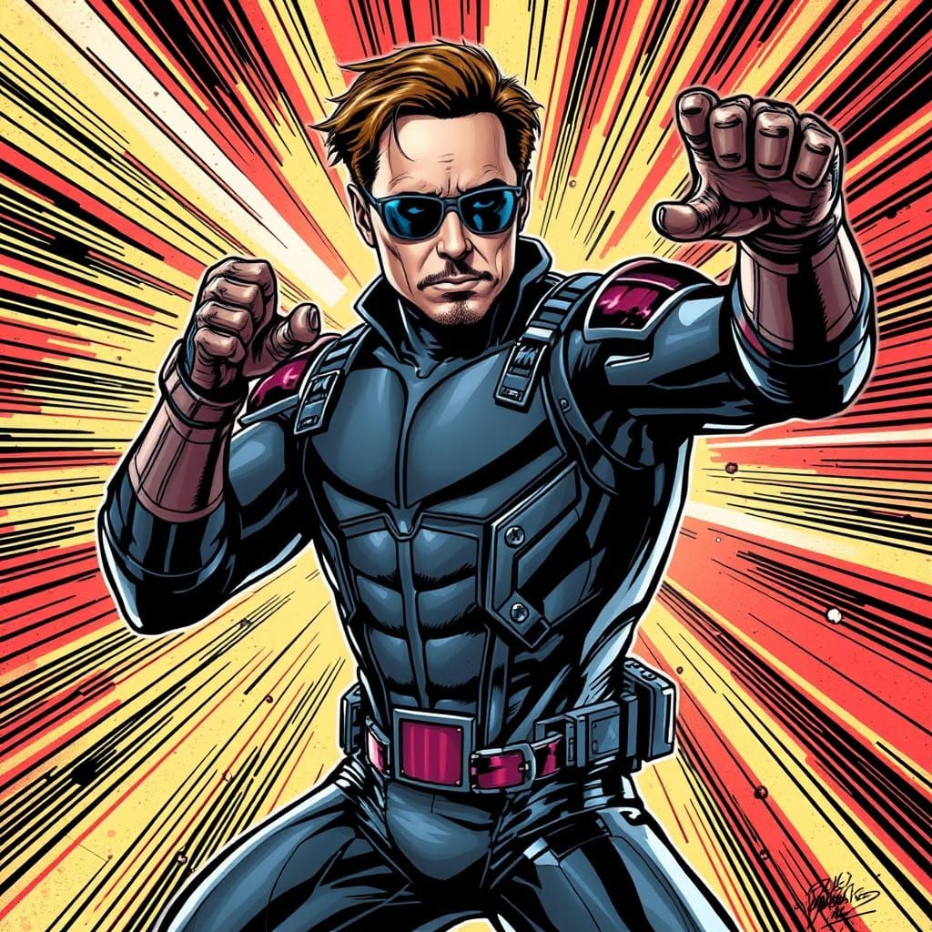 Sleek Hero in Dynamic Comic Book Style