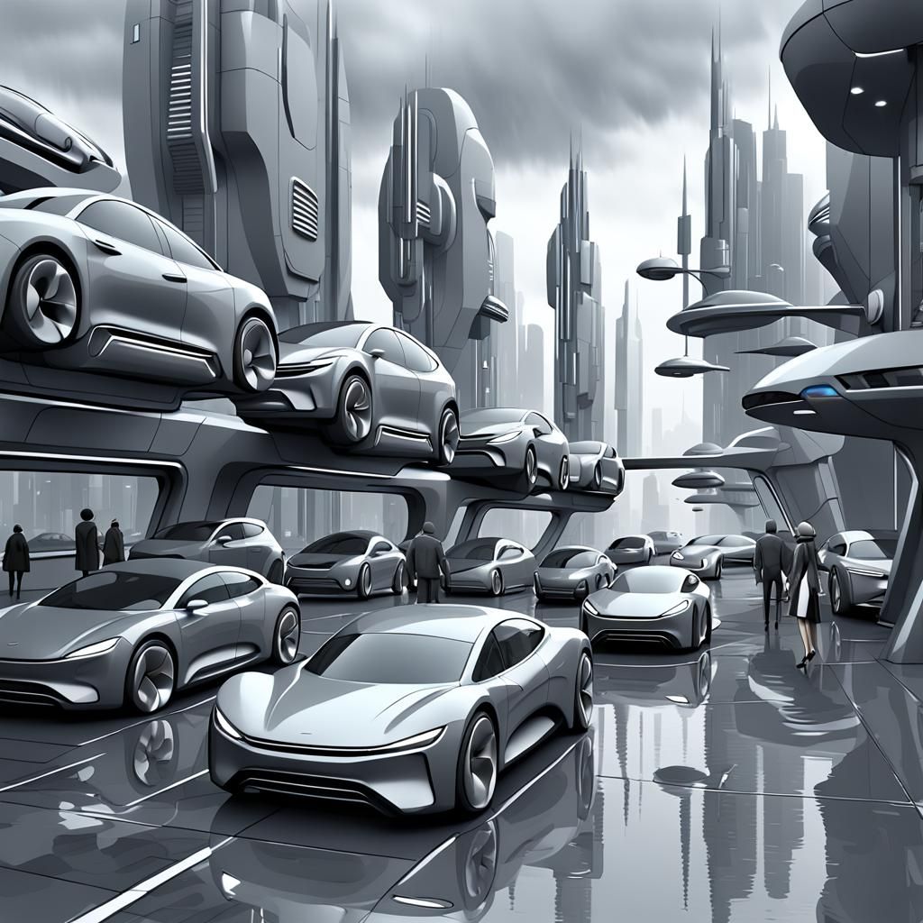 Grey Cityscape in a Futuristic Metropolis