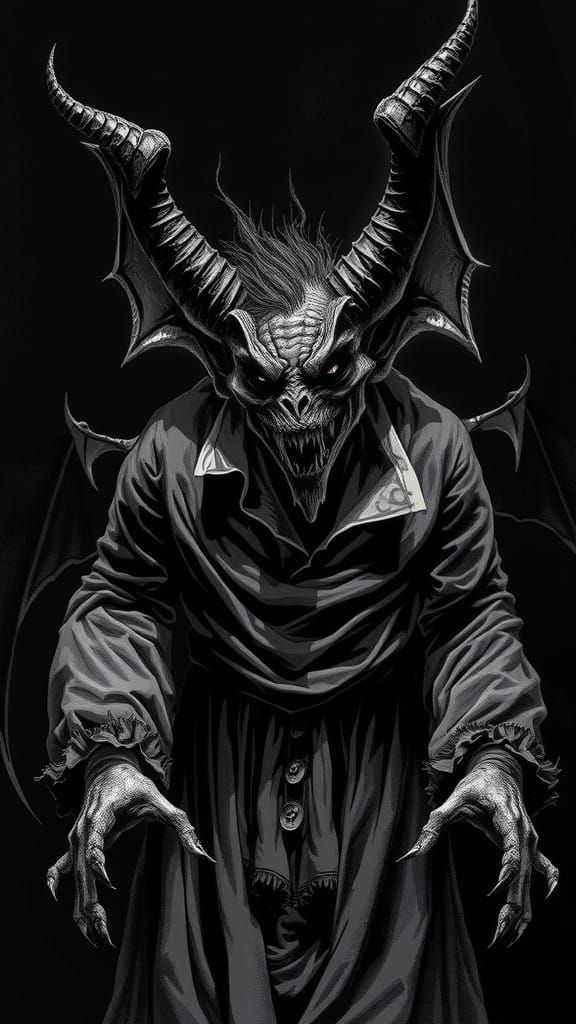 frightening winged dark demon.