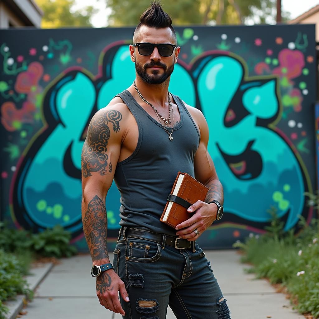 Confident Native American-Germanic Europe Male in Vibrant St...