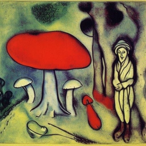 Whimsical Forest Hut Scene in a Fanciful Art Style