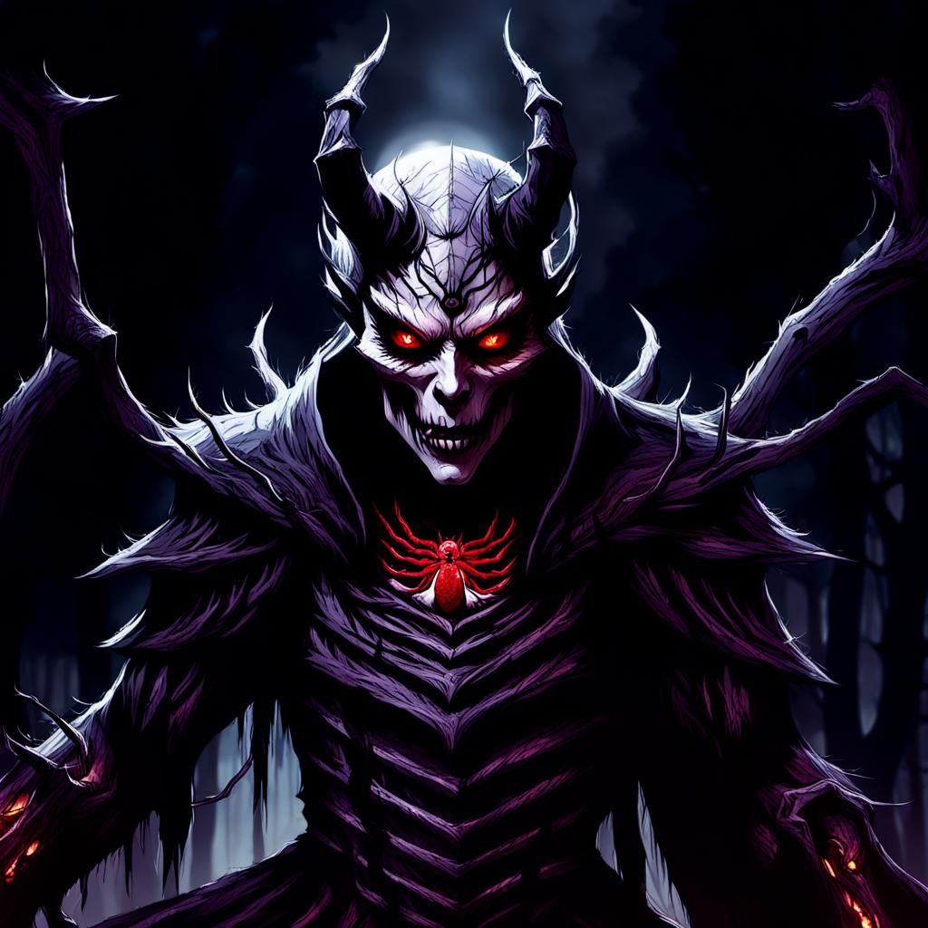 Surreal Dark Fantasy Portrait of a Sinister Spider Seducer