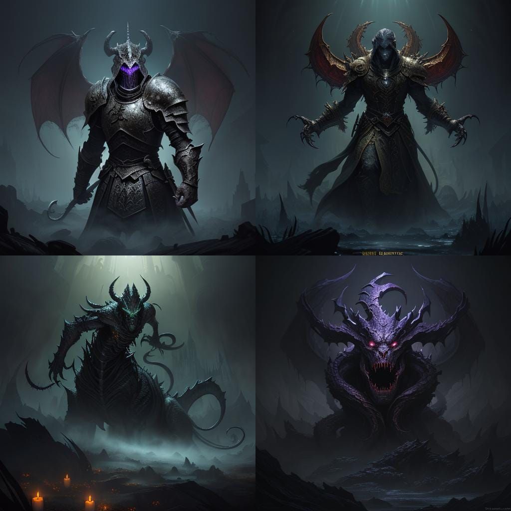 Dark Fantasy Masterpiece: Demon Hydra in Splendid Detail