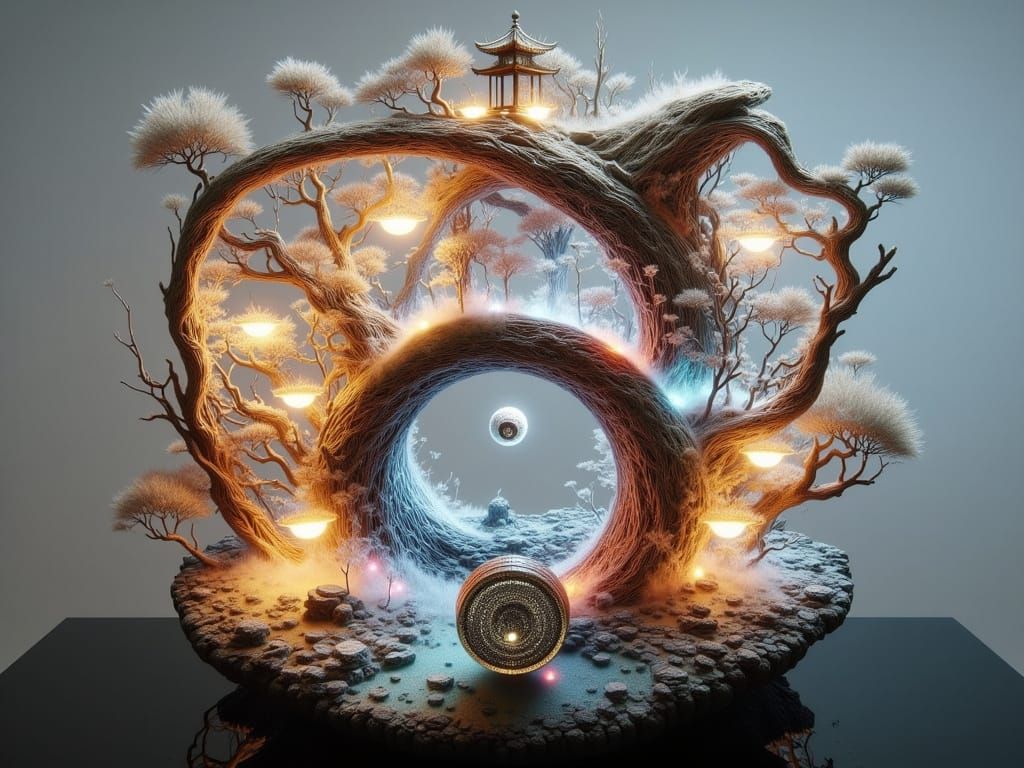 Mystical Yin-Yang Landscape in Dreamy Style