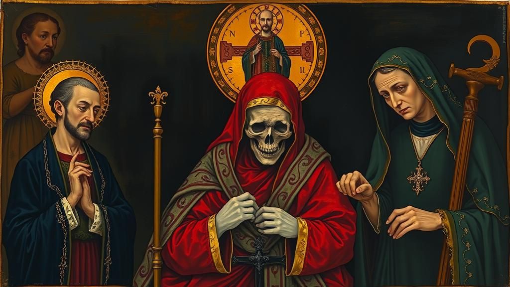 Death of Saint Death in Golden Art Nouveau Style