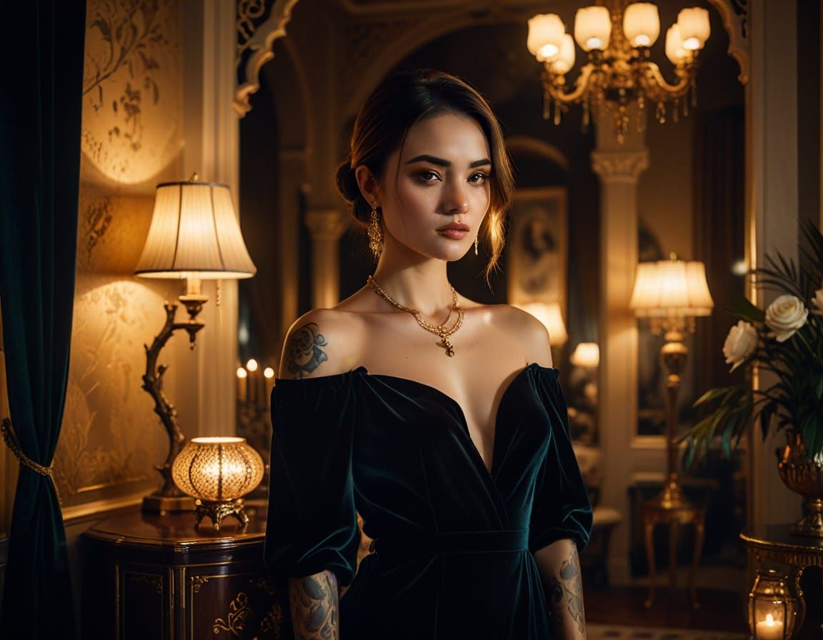 Elegant Woman in Villa Interior: Fine-Art Editorial