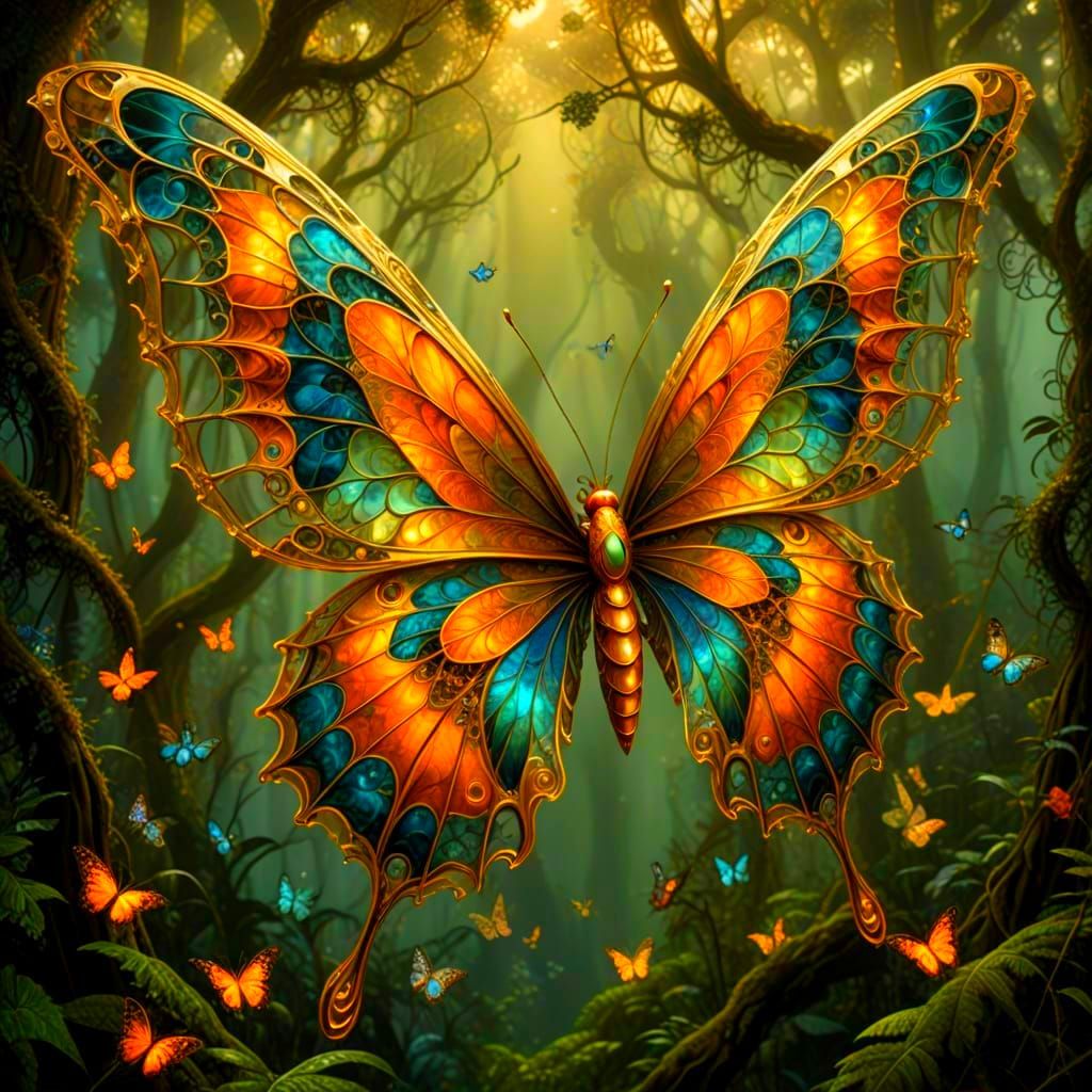 Intricate Baroque Butterflies Emerge from Tropical Mist