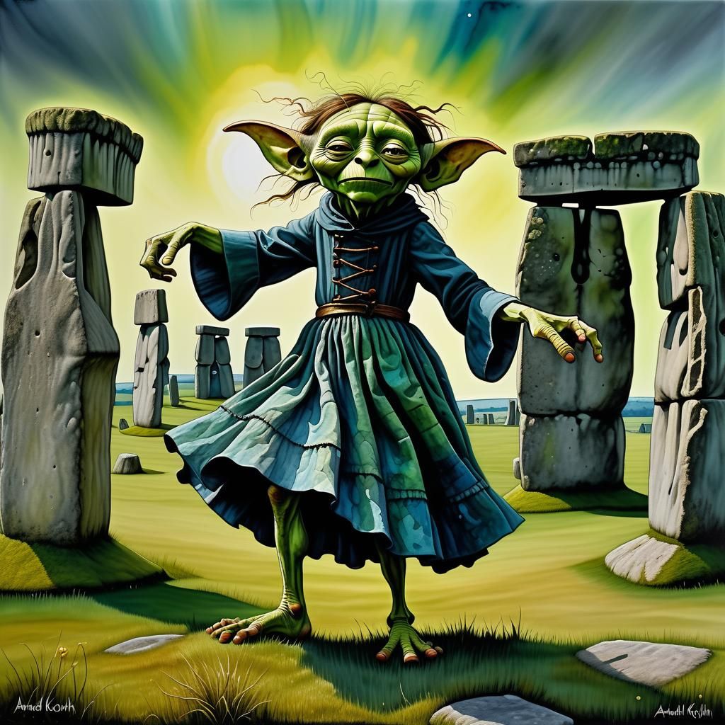Goblin Dances at Ancient Stonehenge with Energetic Vibrancy