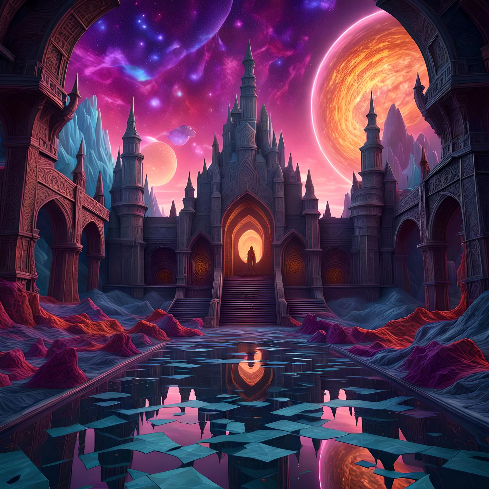 Beautiful creative sacred meditative 3d tesselated fantasy space