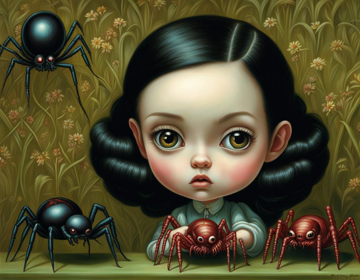 Creepy Girl Scolds Her Pet Spider in a Dark, Gothic Wonderla...