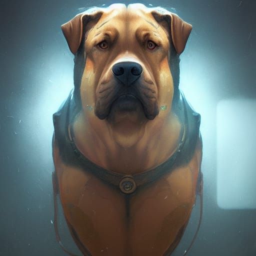 Gastronomic Canine Portrait in Triadic Colors