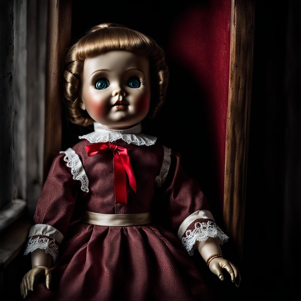 Ethereal Doll Captured in a State of Uncanny Dread