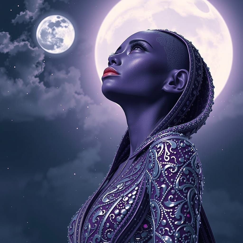 Alien Bride Under the Moon, Digital Art