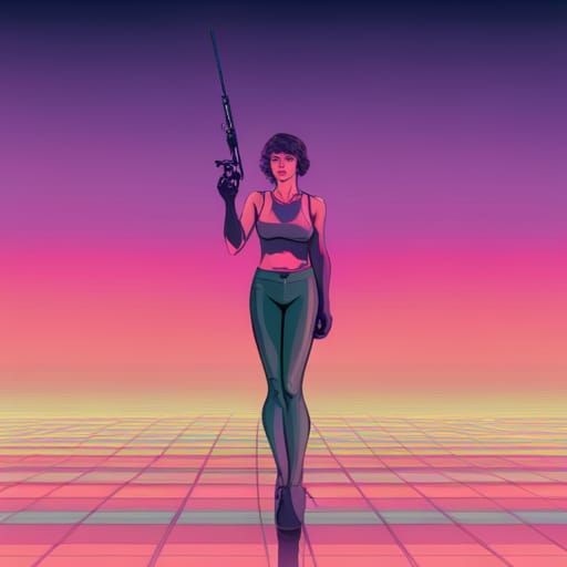 Roxanne in Vibrant Retrowave Style