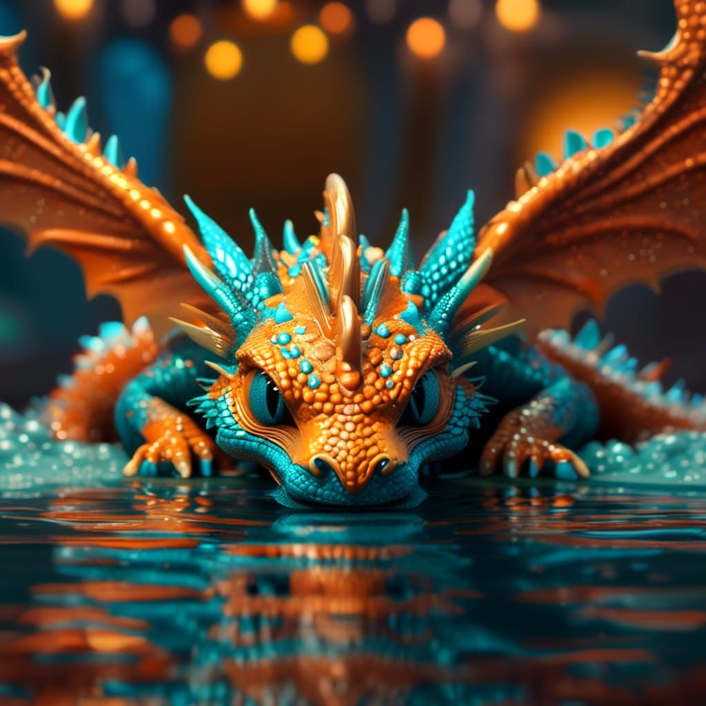 Intricate Baby Dragon Steps Out into Vibrant Night