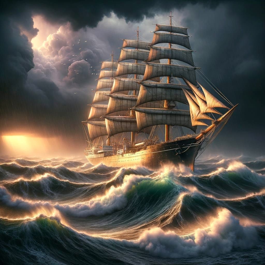 Surreal Maritime Odyssey in Cinematic Style