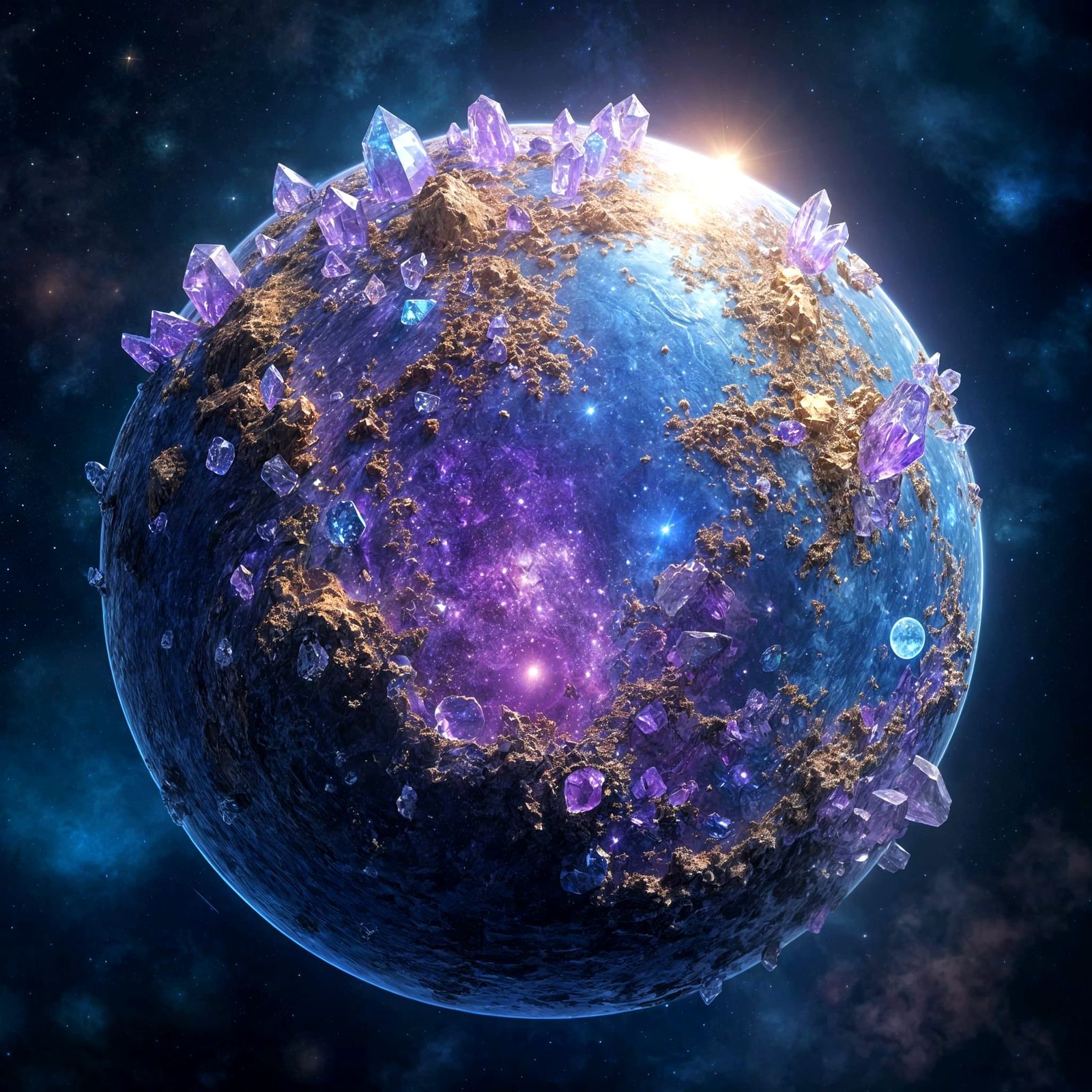 Crystal Planet in Vibrant Extraterrestrial Landscape