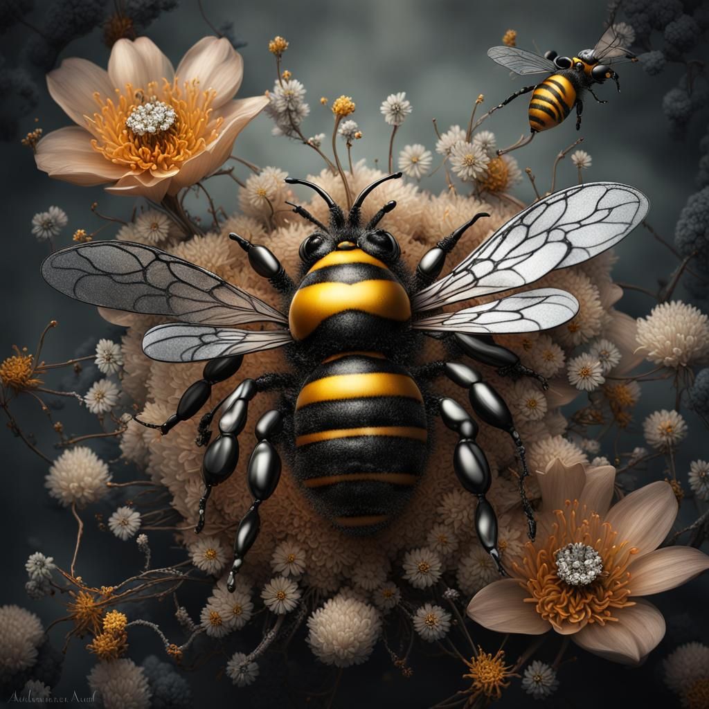 Bee inside a flower