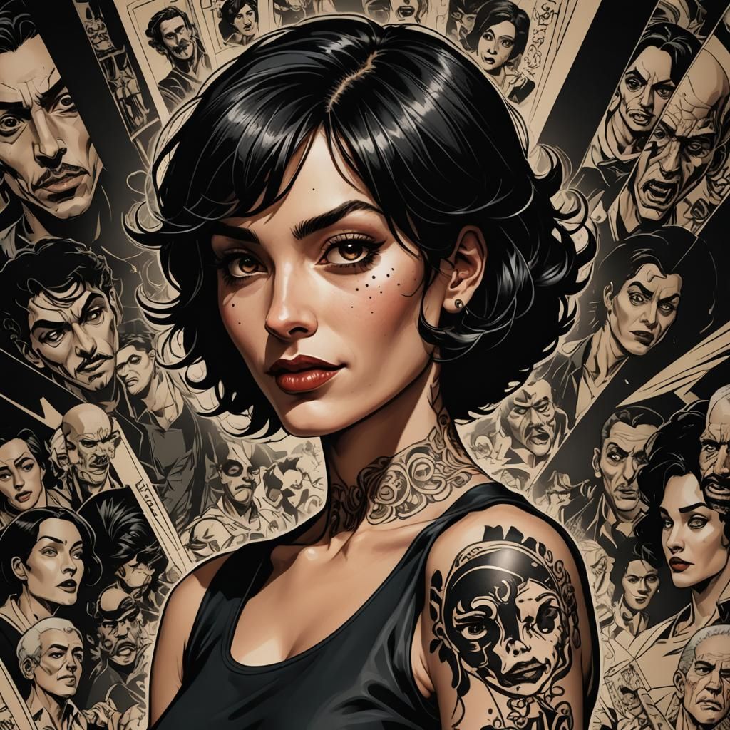 Grotesque Beauty in Cyberpunk Comic Style