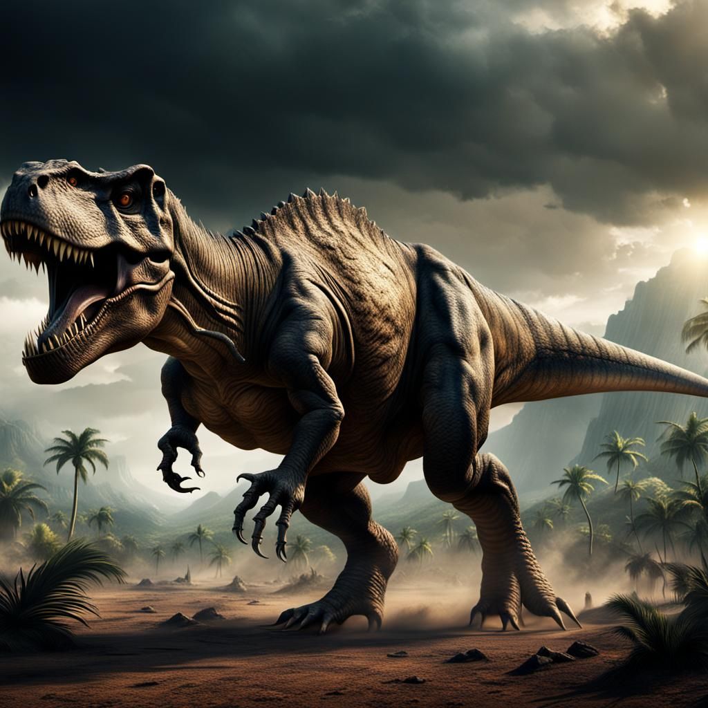 Tyrannosaurus Rex Embarks on Ancient Odyssey in Epic Landsca...