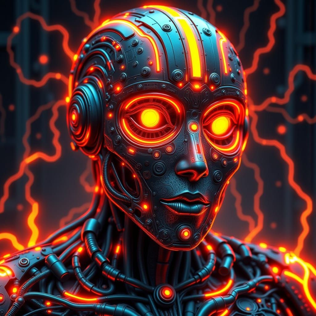 Cyberpunk Goddess Ignites Inferno