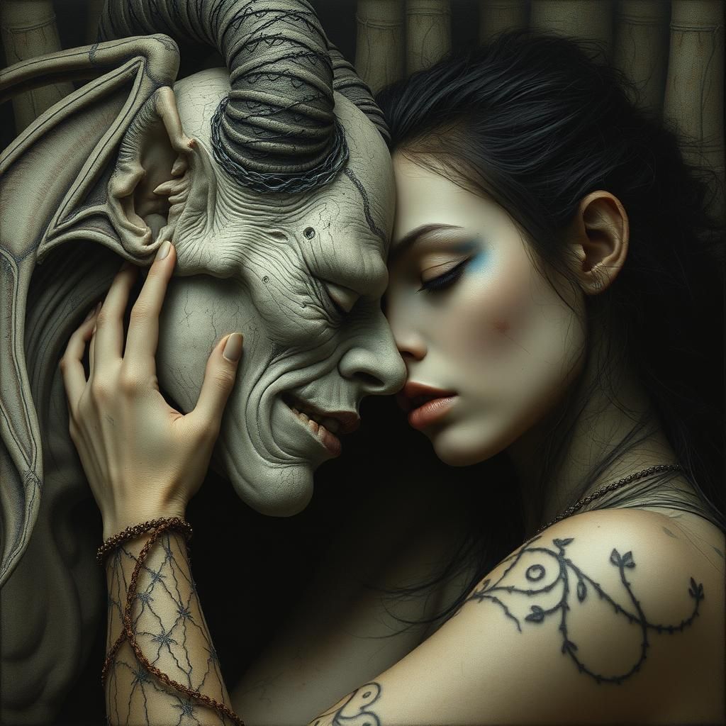 Surreal Portraits of Intimate Embrace with Intricately Detai...