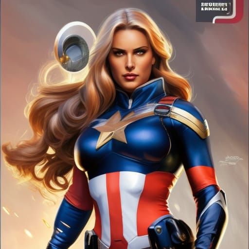 Captain America with Jennifer Coolidge Head, Detailed Art