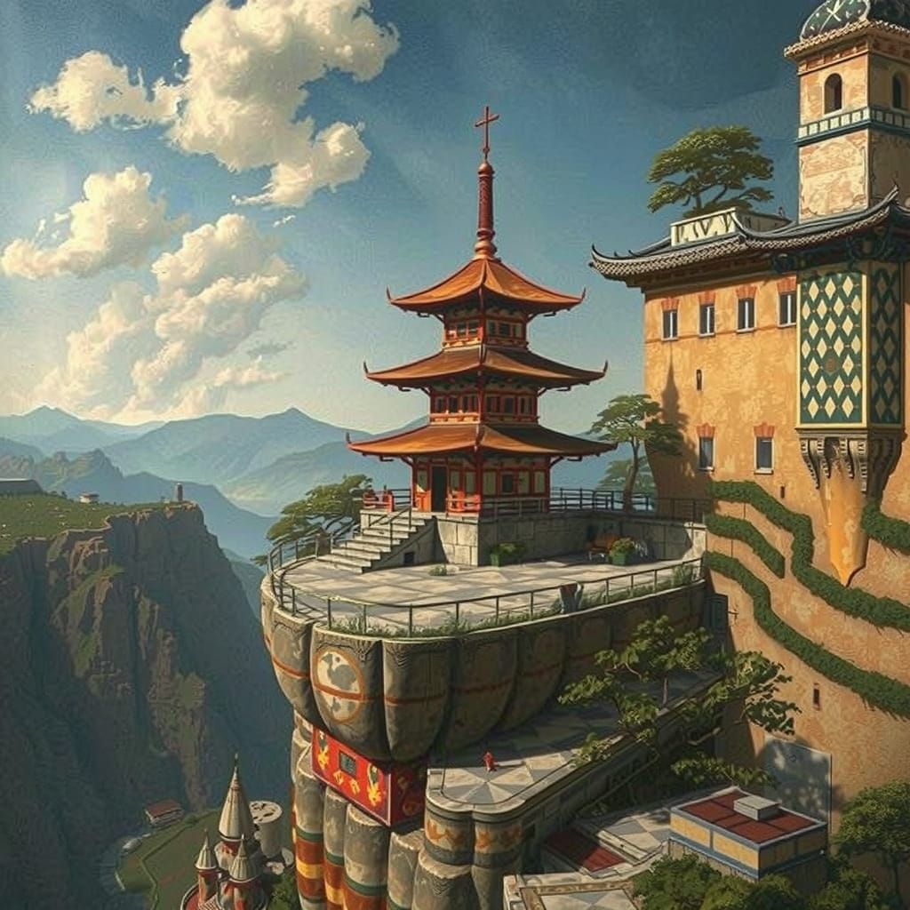 Dreamlike Figure in Vibrant Surreal Landscape