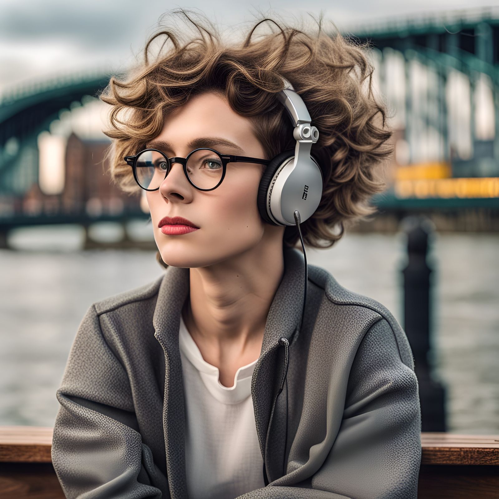 Genderfluid Woman on Bench by Thames River