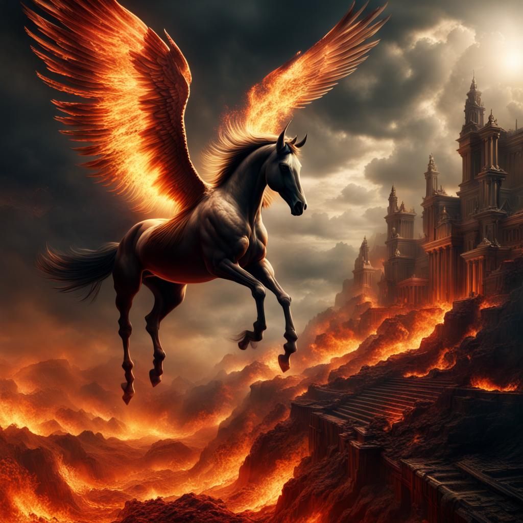 Pegasus Enters Dante's Realm in Epic Digital Art