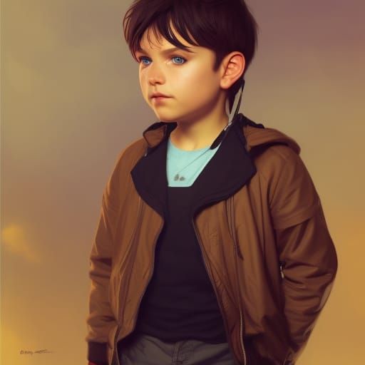 Adorable Boy with Antennae in Anime Style